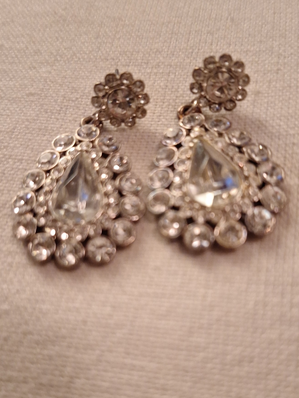 Crystal Teardrop Dangle Earrings - Clear
